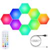 8Pcs Hexagon Light Panels RGBW Colorful Splicing Wall Lamps App Remote Line Control Timing Decorative Gaming Light Music Sync Lamps