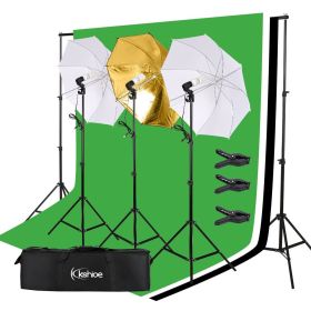 45W Photo Photography Umbrella Lighting Kit Studio Light Bulb Non-Woven Fabric Backdrop Stand
