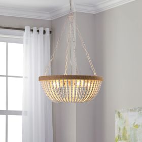 Bohemian style Wood Beaded Chandelier Oak White NEW SKU :W1340P206667