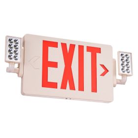 VEVOR LED Exit Sign with Emergency Lights, Two Heads Emergency Exit Light with Battery Backup, Combo Red Letter Fire Exit Lighting