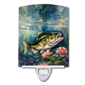 NEW Largemouth Bass Ceramic Night Light Compact, UL-Certified, Ideal for Bedroom, Bathroom, Nursery, Hallway, Kitchen, 6x4x3, Multicolor
