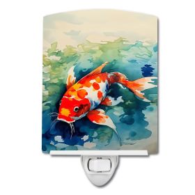 NEW Koi Fish Ceramic Night Light Compact, UL-Certified, Ideal for Bedroom, Bathroom, Nursery, Hallway, Kitchen, 6x4x3, Multicolor