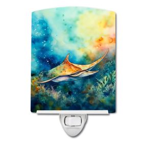 NEW Sting Ray Ceramic Night Light Compact, UL-Certified, Ideal for Bedroom, Bathroom, Nursery, Hallway, Kitchen, 6x4x3, Multicolor