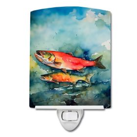 NEW Salmon Ceramic Night Light Compact, UL-Certified, Ideal for Bedroom, Bathroom, Nursery, Hallway, Kitchen, 6x4x3, Multicolor