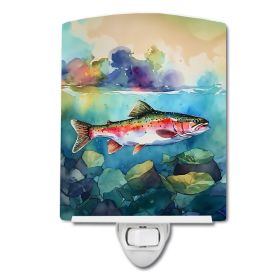 NEW Rainbow Trout Ceramic Night Light Compact, UL-Certified, Ideal for Bedroom, Bathroom, Nursery, Hallway, Kitchen, 6x4x3, Multicolor