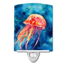 NEW Jellyfish Ceramic Night Light Compact, UL-Certified, Ideal for Bedroom, Bathroom, Nursery, Hallway, Kitchen, 6x4x3, Multicolor