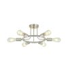 6 Light Modern Sputnik Lights Semi Flush Mount Ceiling Light Brushed Nickel Finished