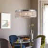 Modern Crystal Chandelier 18.9 Inches Aluminum+Iron Round Ceiling Light Flush Mount Ceiling Light Fixture for kitchen Island Dinning Bedrooms and Hall
