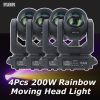 4Pcs/lot NEW LED Moving Head Light 200W Beam+Spot+18 Rotating Prisms+Rainbow Effect Dj Dmx Stage Light Effect Light Disco Dj Bar