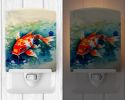 NEW Koi Fish Ceramic Night Light Compact, UL-Certified, Ideal for Bedroom, Bathroom, Nursery, Hallway, Kitchen, 6x4x3, Multicolor