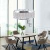 Modern Crystal Chandelier 18.9 Inches Aluminum+Iron Round Ceiling Light Flush Mount Ceiling Light Fixture for kitchen Island Dinning Bedrooms and Hall