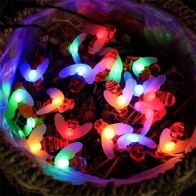 Solar String Lights Outdoor Waterproof Simulation Honey Bees Lamp Fairy Lights with 8 Lighting Decor for Garden Xmas Decorations (Color: Colorful, size: 6.5M30leds)