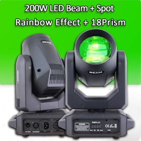 YUER 200W Mini Beam Spot LED Moving Head Beam & Spot 14 rotierende Prismen 12 Gobos 6 Farbrad DJ Party Bühnen lichter (Plug Type: US PLUG)