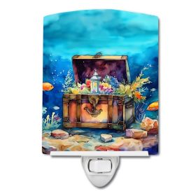 NEW Treasure Chest Ceramic Night Light Compact, UL-Certified, Ideal for Bedroom, Bathroom, Nursery, Hallway, Kitchen, 6x4x3, Multicolor (Default: Default)